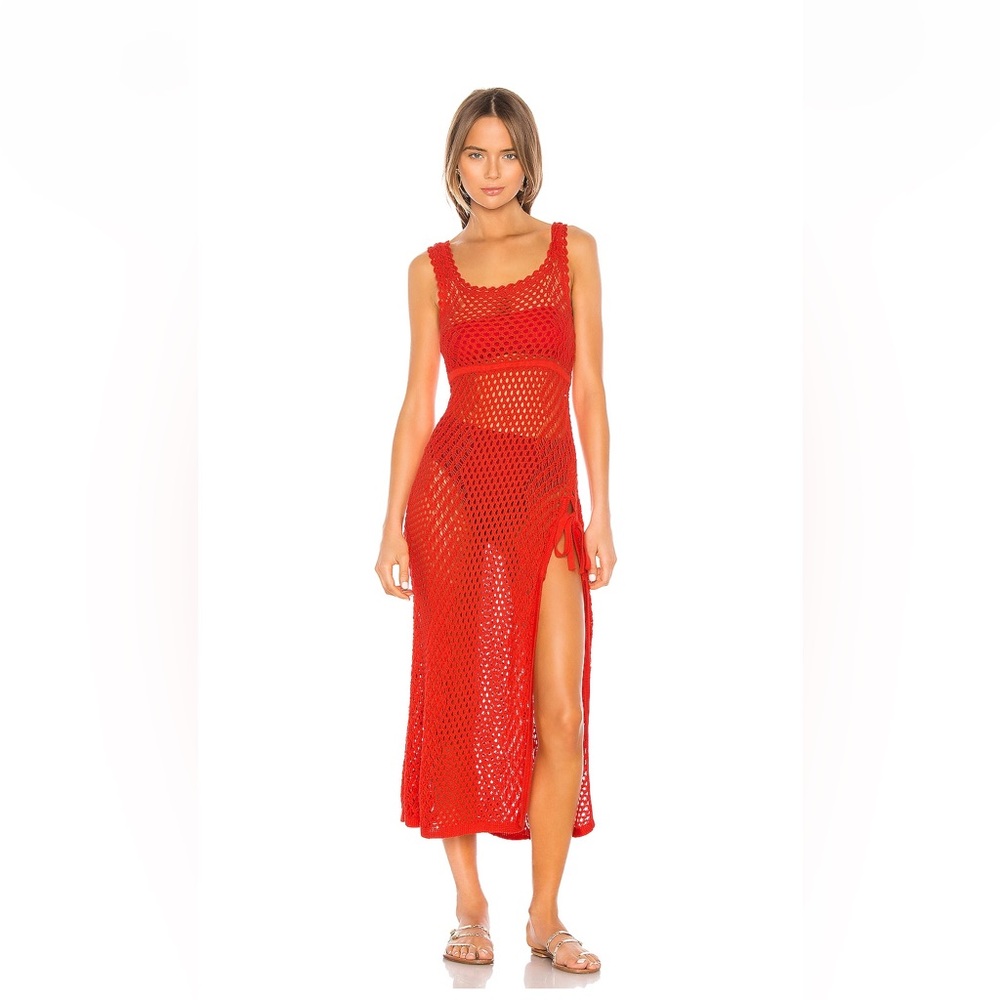 Athena Crochet Dress in Coral Red
Camila Coelho